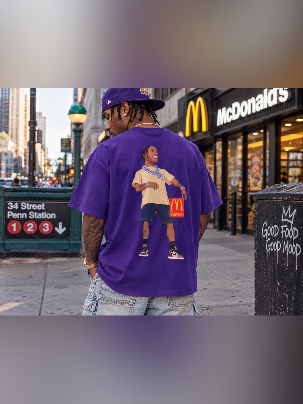 Cactus Jack x McDonald’s Purple Graphic Tee with Cartoon Back Print